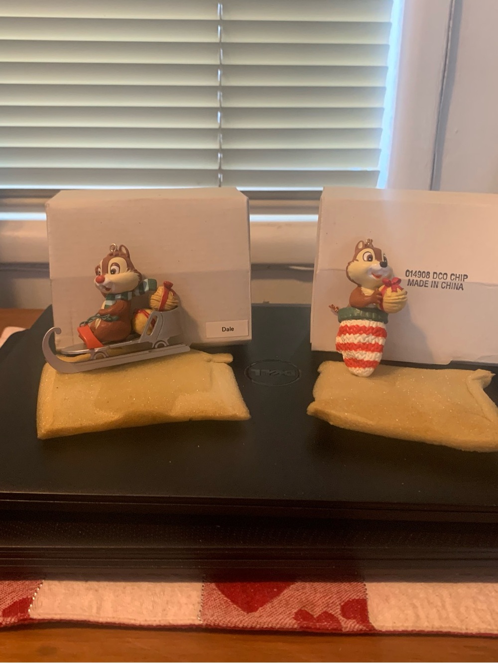 Grolier Disney Chip & Dale Holiday Ornaments in Brown, Red, White, Silver, Green